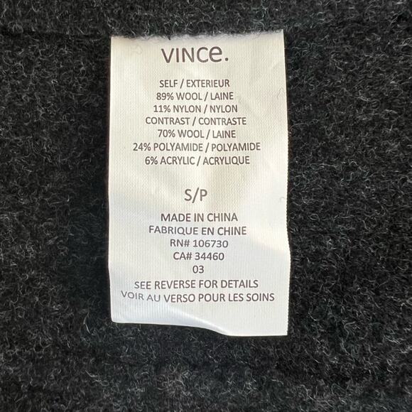 Vince. Women’s Sherpa Boucle Double Breasted Dark Carbon Charcoal Wool Coat Sz S - Picture 8 of 11